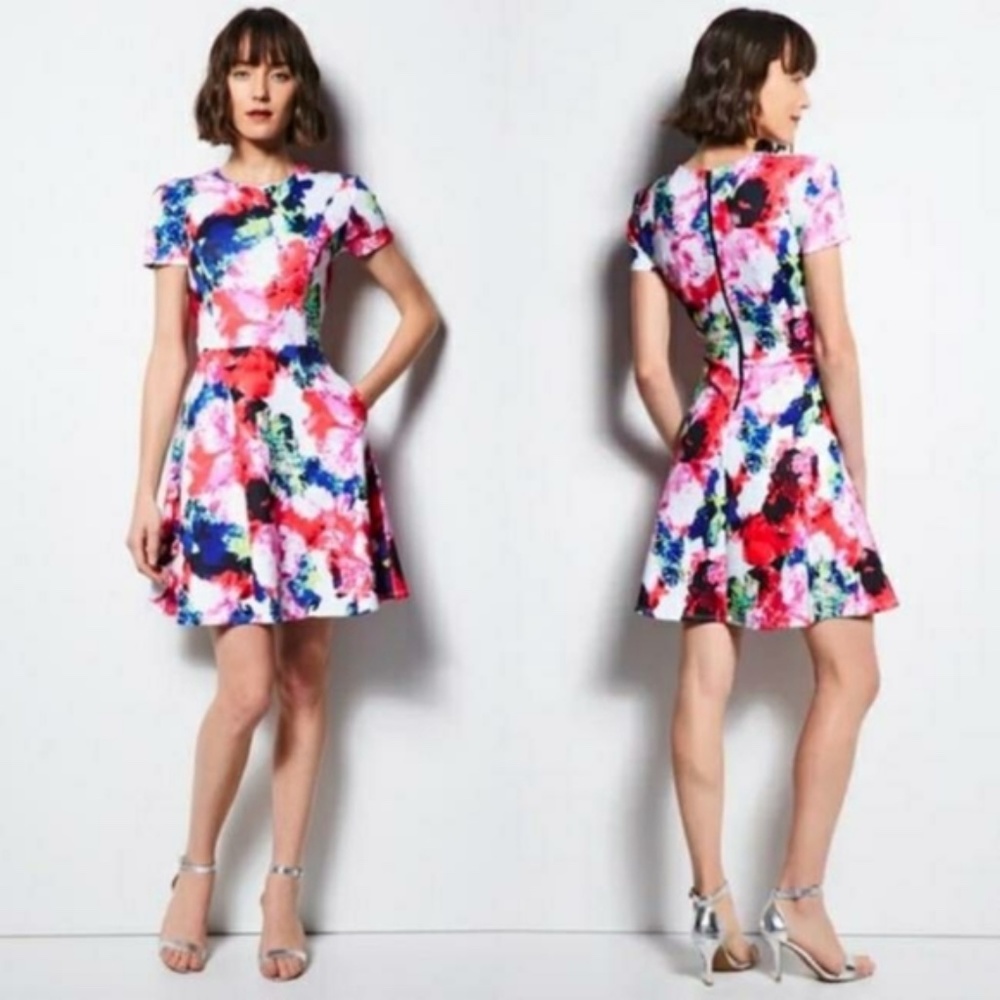 Milly for Design Nation Floral Fit & Flare Dress S